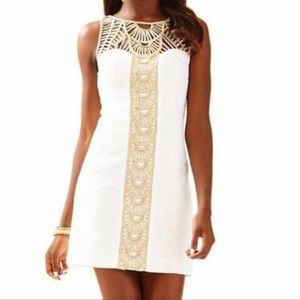 Lilly Pulitzer White and Gold Tana Shift Dress